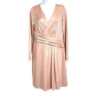 Lauren Ralph Lauren Foiled Jersey Cocktail Dress 10 NWT Champagne Event Party